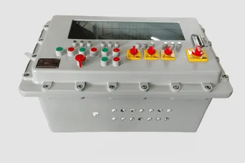 Flameproof HMI panel with toughened glass viewing window for touch screen / display - design 01
