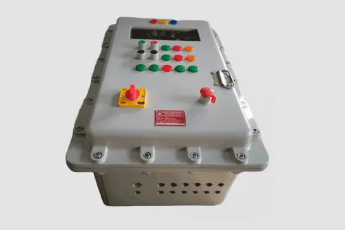 Flameproof motor starter panel with rotary isolator and emergency stop - design 01